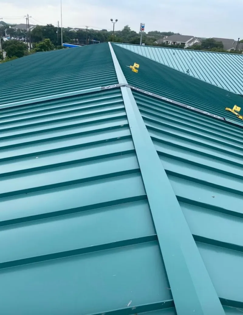 Green commercial metal roof ridge and valley for Metal Roof Repair in Palmyra